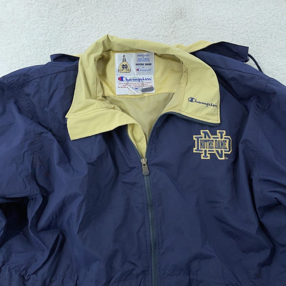 Vtg‎ Notre Dame Fighting Irish Champion Windbreaker XL Hooded Jacket Football
